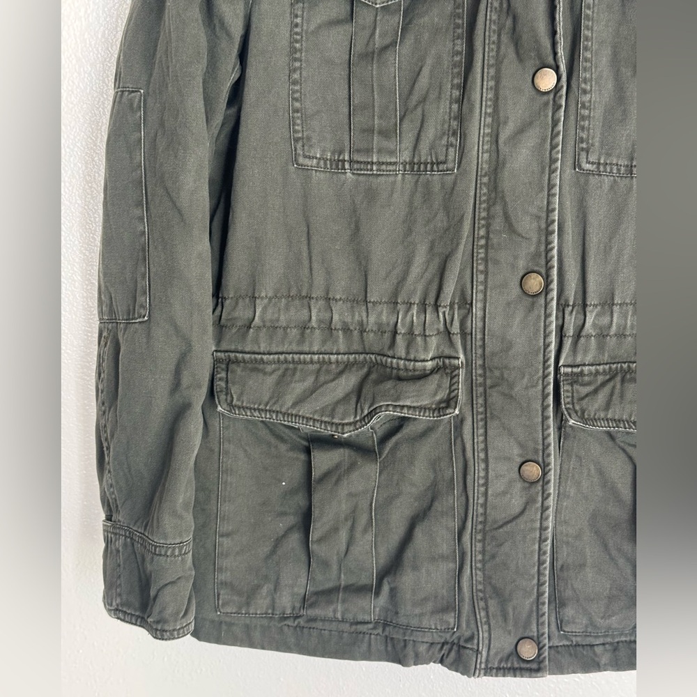 Lucky Brand Women’s Utility Jacket Olive Green Hooded Anorak Coat L - Picture 8 of 13